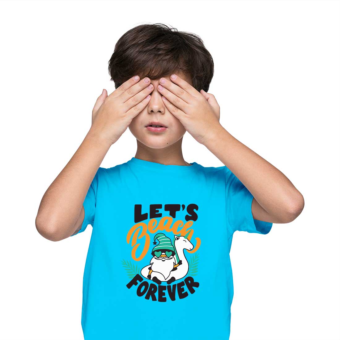 Lets Beach Forever Printed Sky Blue T-shirt For Kids /Boy - Right Marc