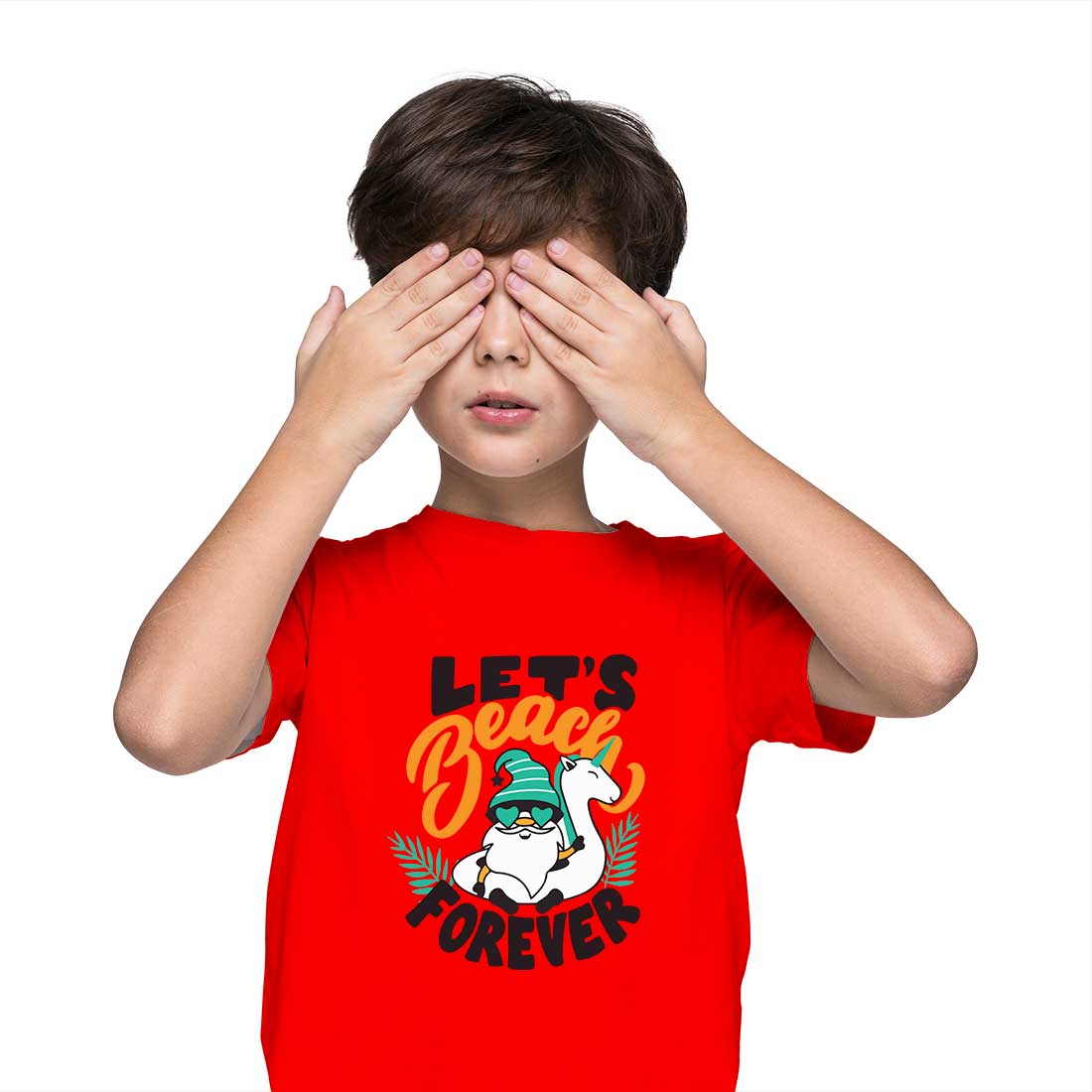 Lets Beach Forever Printed Red T-shirt For Kids /Boy - Right Marc