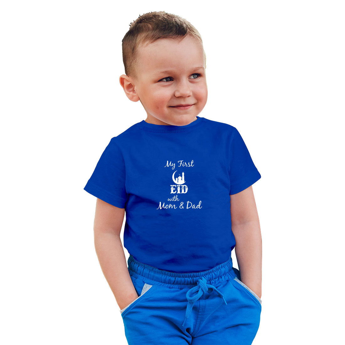 My First Eid Printed Royal Blue T-shirt For Kids /Boy - Right Marc