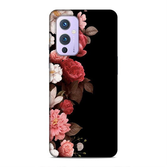 Floral in Black Hard Back Case For OnePlus 9 - Right Marc