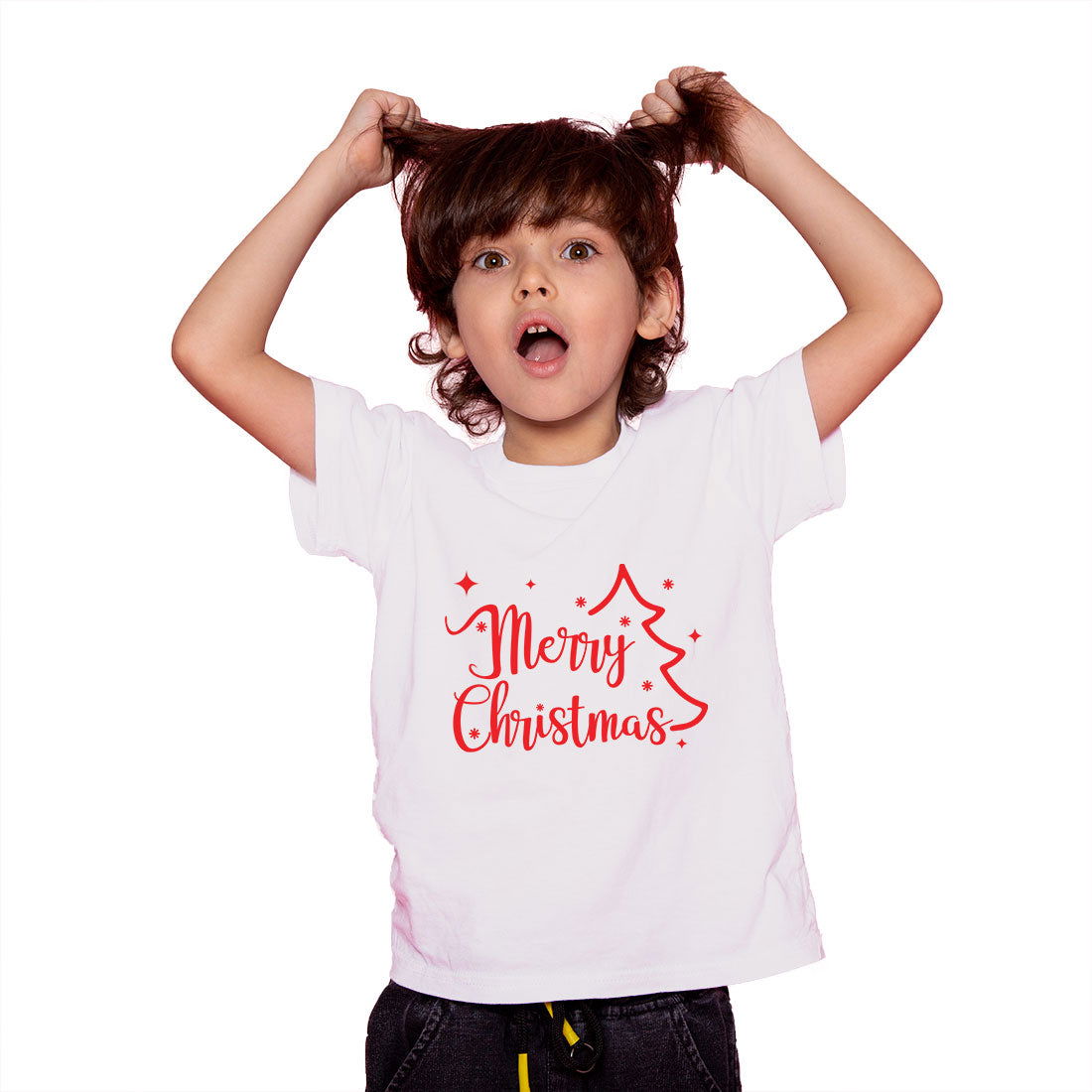 Merry Christmas Printed White T-shirt For Kids / Girl - Right Marc