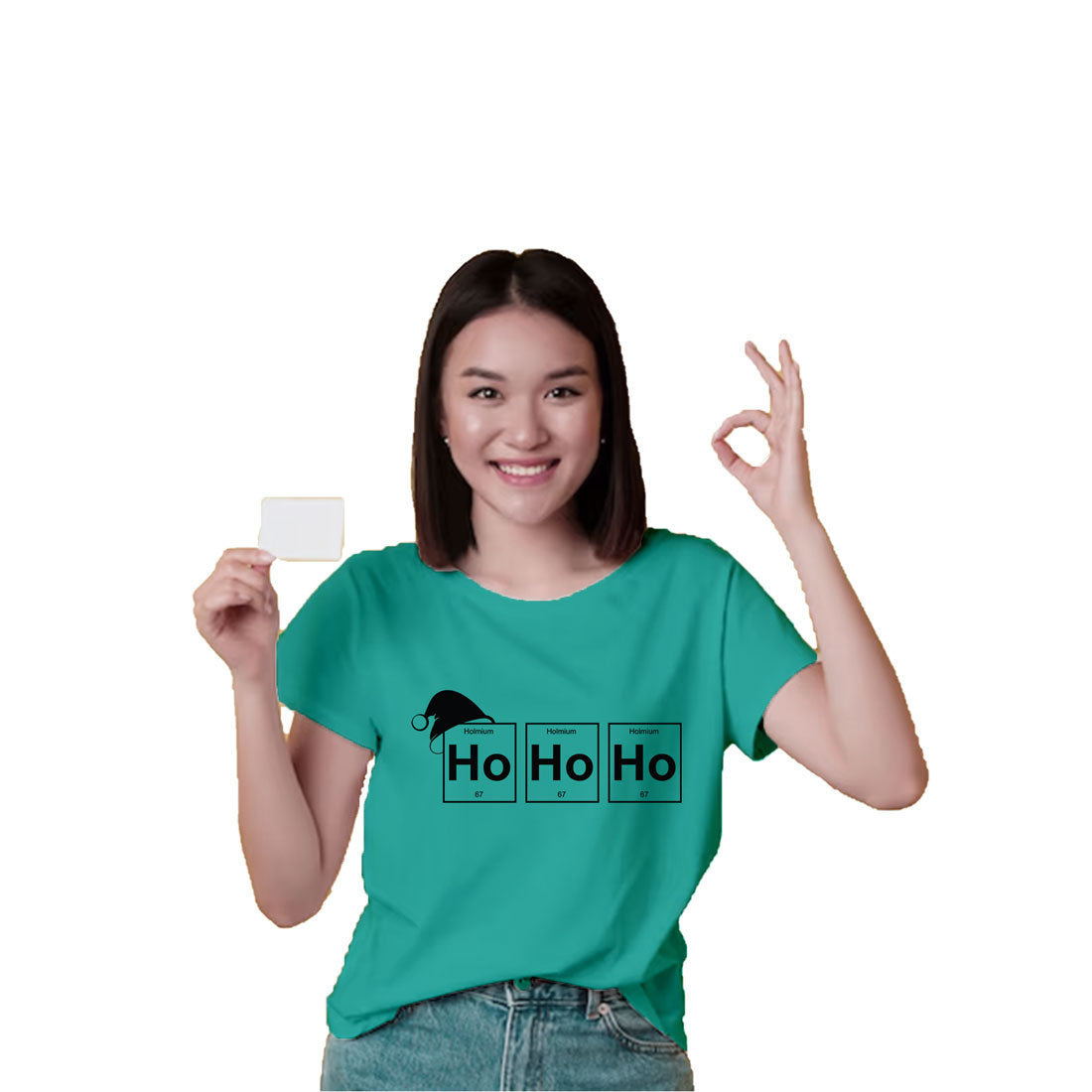 Ho Ho Ho Christmas Printed Teal T-shirt For Kids / Girl - Right Marc