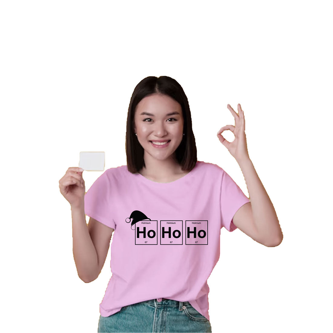 Ho Ho Ho Christmas Printed Soft Pink T-shirt For Kids / Girl - Right Marc