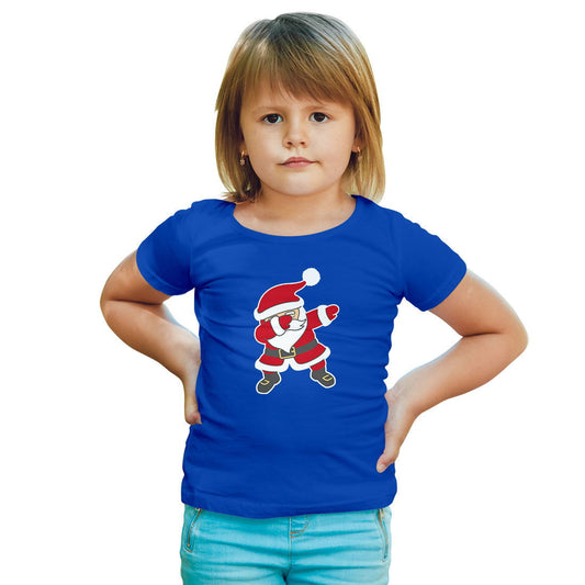 Santa Clause Christmas Printed Royal Blue T-shirt For Kids / Girl - Right Marc