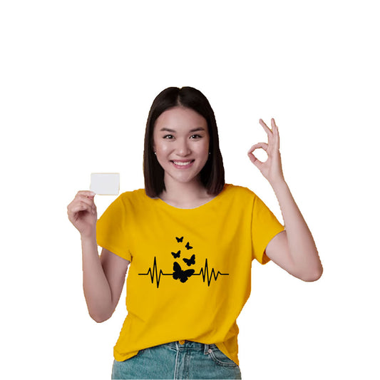 Butterfly Printed Yellow T-shirt For Kids / Girl - Right Marc