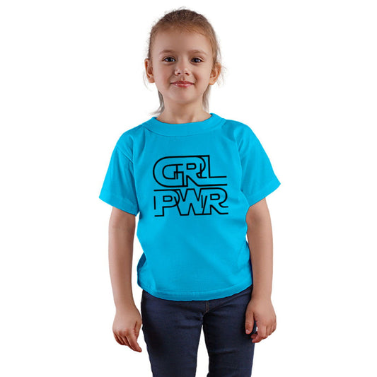 Girl Power Printed Sky Blue T-shirt For Kids / Girl - Right Marc