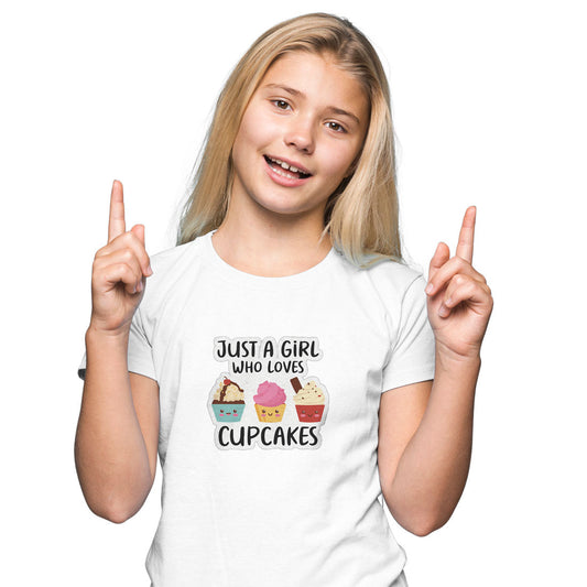 Girl Who Love Cupcakes Printed White T-shirt For Kids / Girl - Right Marc