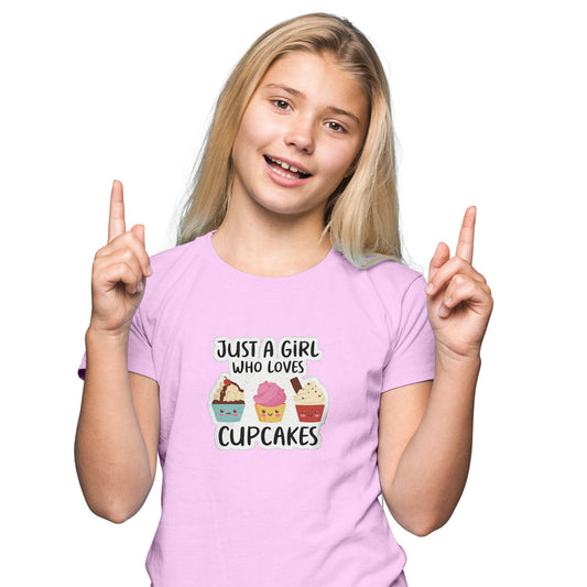 Girl Who Love Cupcakes Printed Soft Pink T-shirt For Kids / Girl - Right Marc