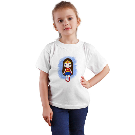 Baby Wonder Woman Printed White T-shirt For Kids / Girl - Right Marc