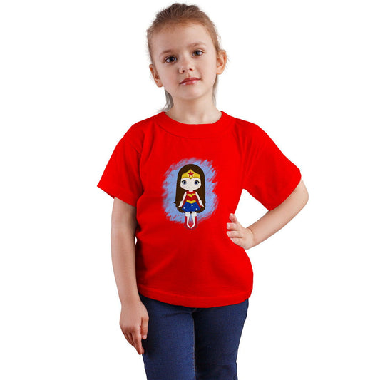 Baby Wonder Woman Printed Red T-shirt For Kids / Girl - Right Marc