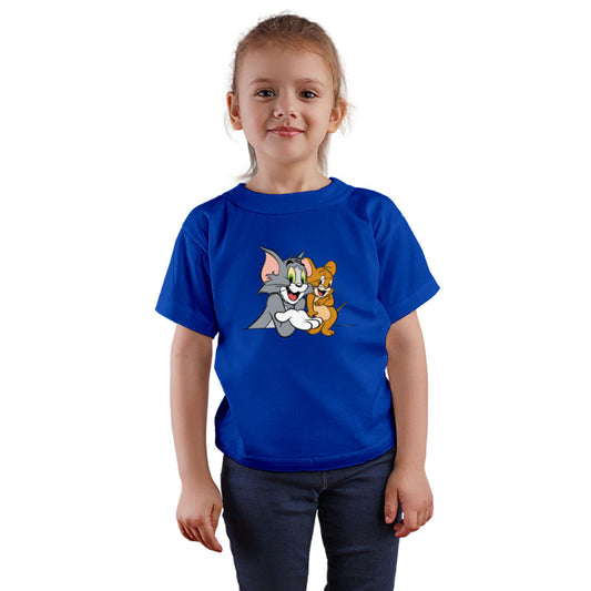 Tom And Jerry Printed Royal Blue T-shirt For Kids / Girl - Right Marc