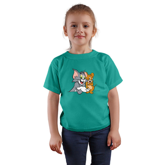 Tom And Jerry Printed Teal T-shirt For Kids / Girl - Right Marc