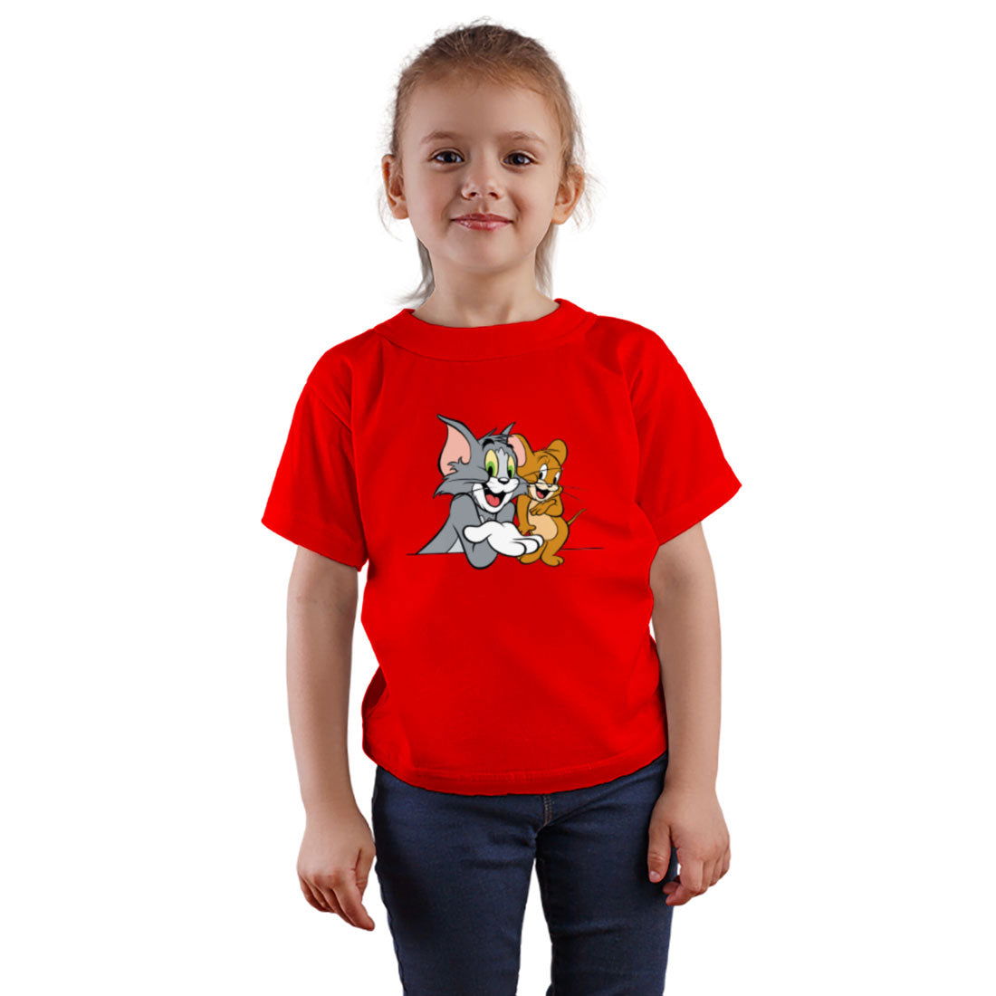 Tom And Jerry Printed Red T-shirt For Kids / Girl - Right Marc