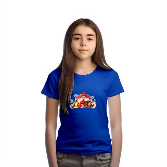 Angry Bird Printed Royal Blue T-shirt For Kids / Girl - Right Marc