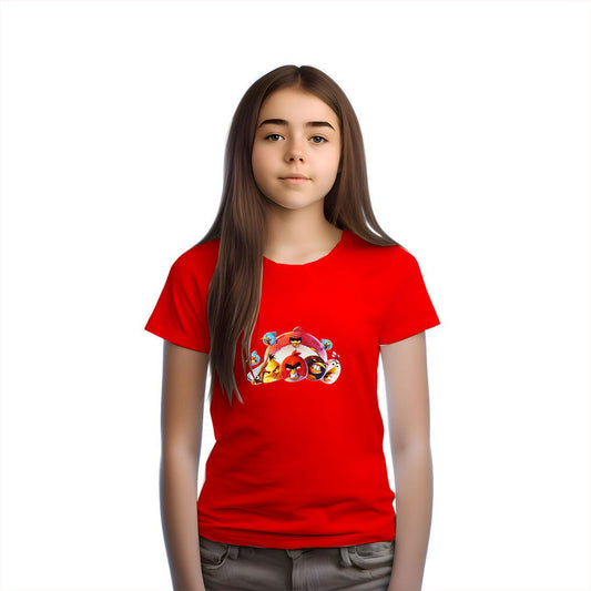 Angry Bird Printed Red T-shirt For Kids / Girl - Right Marc