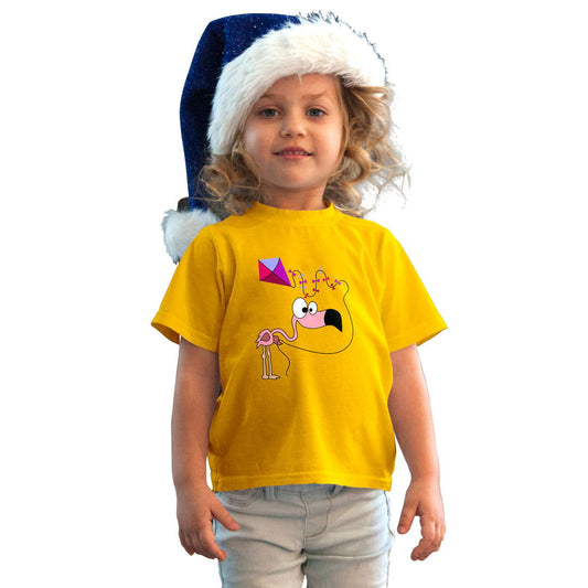 Flamingo Printed Yellow T-shirt For Kids / Girl - Right Marc