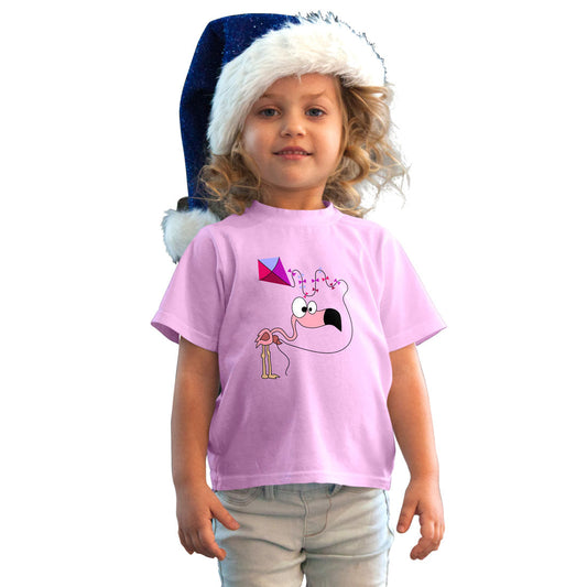 Flamingo Printed Soft Pink T-shirt For Kids / Girl - Right Marc