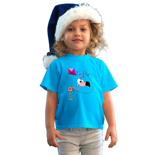 Flamingo Printed Sky Blue T-shirt For Kids / Girl - Right Marc