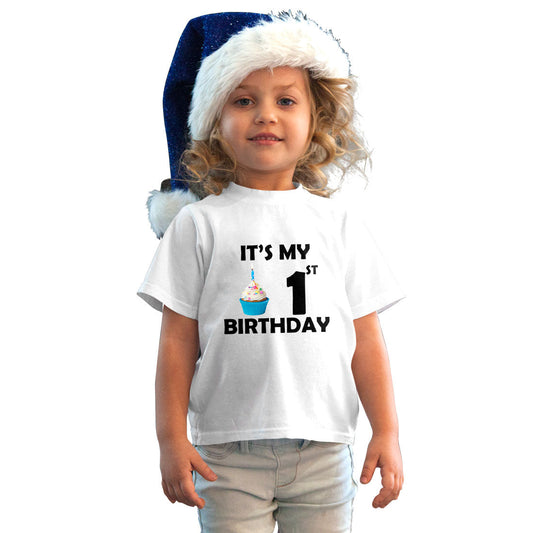 First Birthday Printed White T-shirt For Kids / Girl - Right Marc