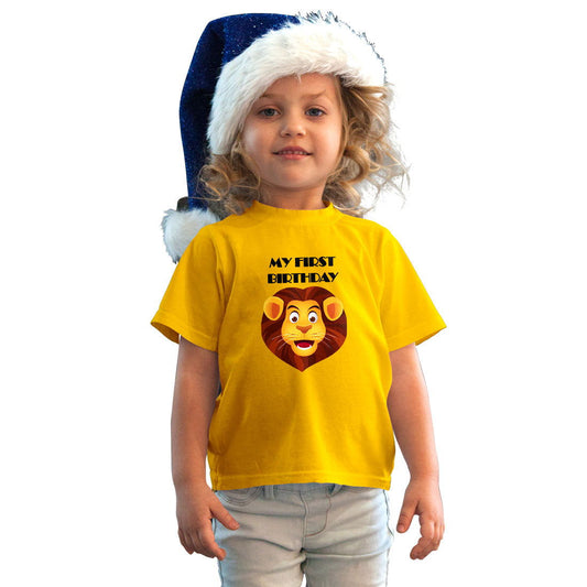 First Birthday Printed Yellow T-shirt For Kids / Girl - Right Marc