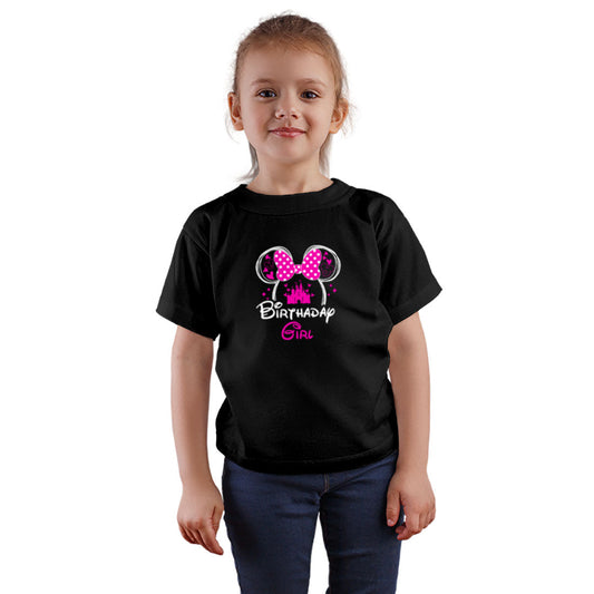 Birthday Girl Printed Black T-shirt For Kids / Girl - Right Marc