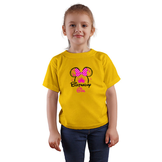 Birthday Girl Printed Yellow T-shirt For Kids / Girl - Right Marc