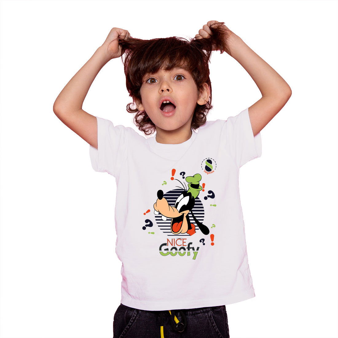 Nice Goofy Printed White T-shirt For Kids / Girl - Right Marc