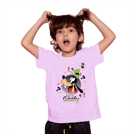 Nice Goofy Printed Soft Pink T-shirt For Kids / Girl - Right Marc