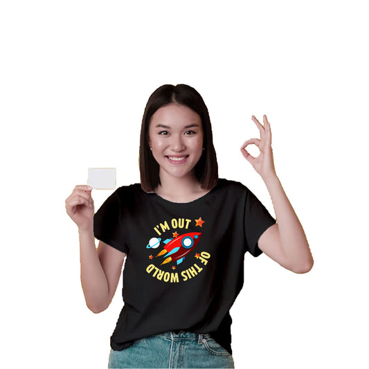 I Am Out Of The World Printed Black T-shirt For Kids / Girl - Right Marc