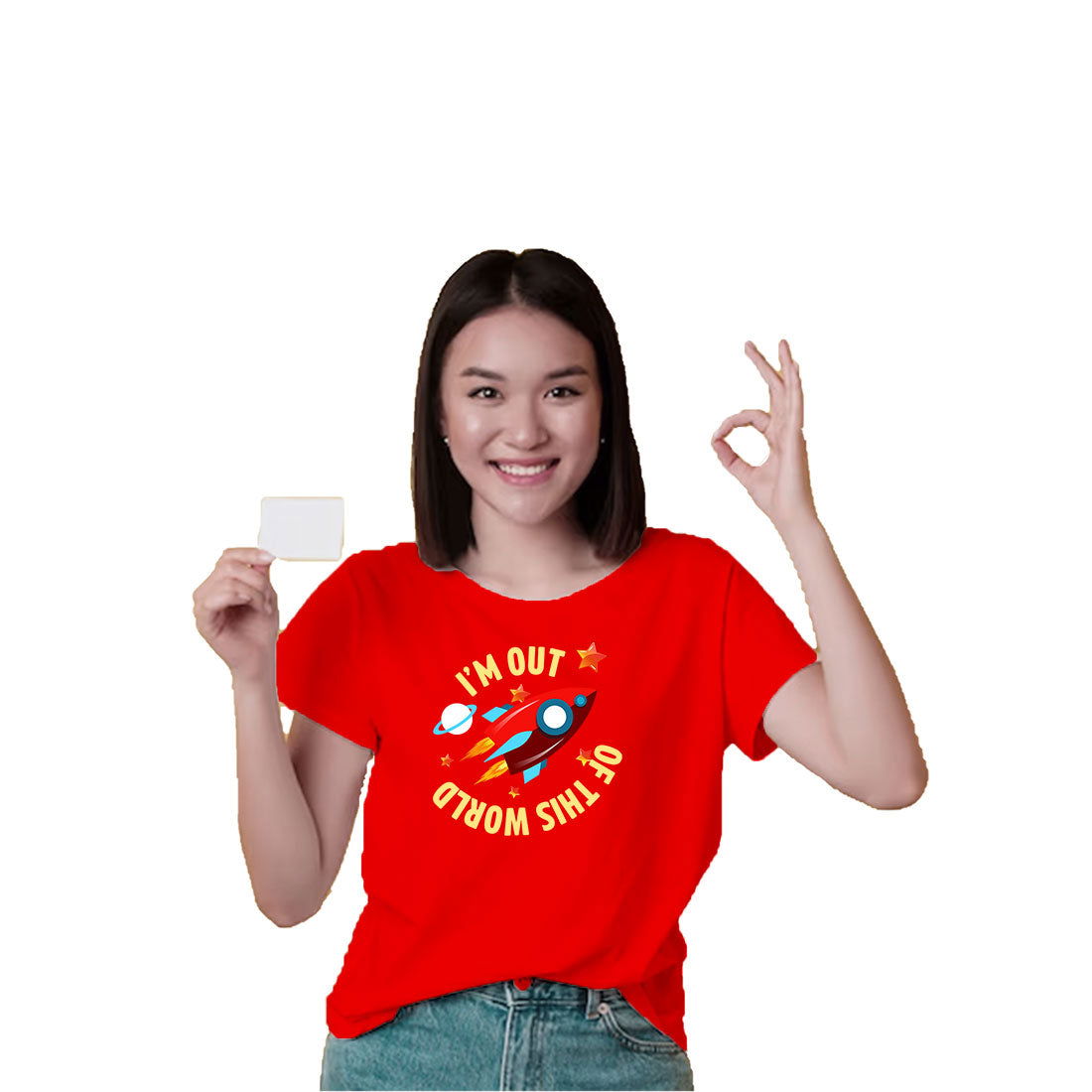 I Am Out Of The World Printed Red T-shirt For Kids / Girl - Right Marc