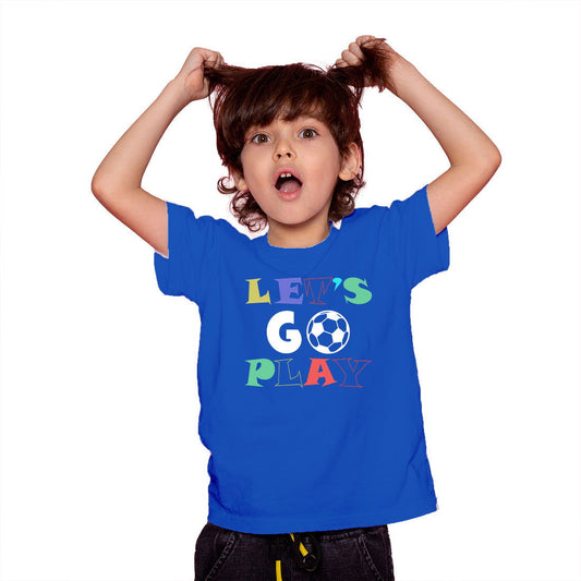 Lets Go Play Printed Royal Blue T-shirt For Kids / Girl - Right Marc