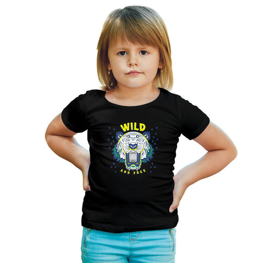 Wild And Free Printed Black T-shirt For Kids / Girl - Right Marc