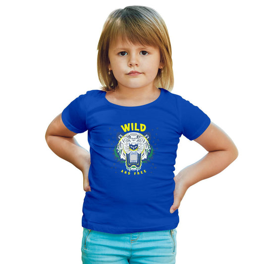 Wild And Free Printed Royal Blue T-shirt For Kids / Girl - Right Marc