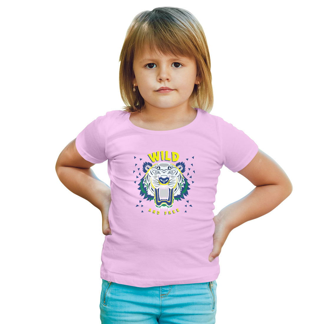 Wild And Free Printed Soft Pink T-shirt For Kids / Girl - Right Marc