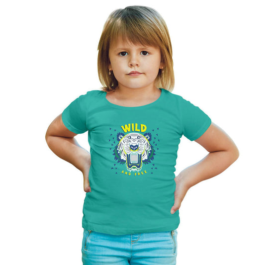 Wild And Free Printed Teal T-shirt For Kids / Girl - Right Marc