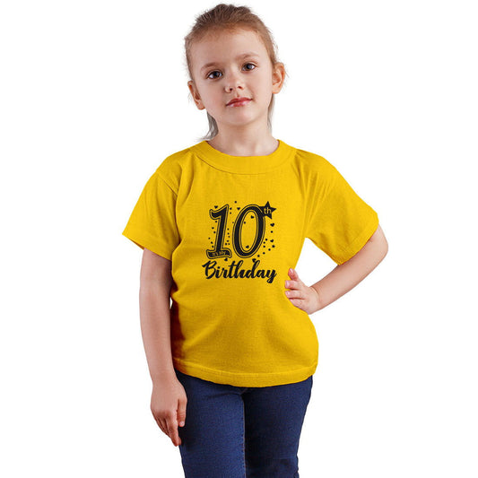 10th Birthday Printed Yellow T-shirt For Kids / Girl - Right Marc