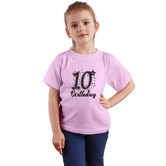 10th Birthday Printed Soft Pink T-shirt For Kids / Girl - Right Marc