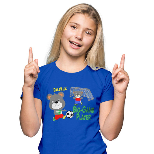 Big Game Player Printed Royal Blue T-shirt For Kids /Girl - Right Marc