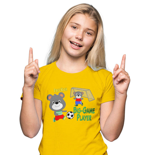 Big Game Player Printed Yellow T-shirt For Kids /Girl - Right Marc