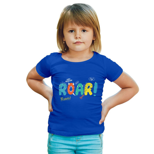 Roar Printed Royal Blue T-shirt For Kids /Girl - Right Marc