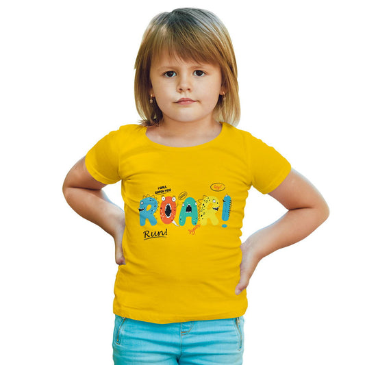 Roar Printed Yellow T-shirt For Kids /Girl - Right Marc