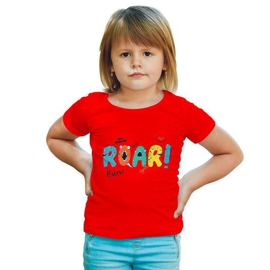 Roar Printed Red T-shirt For Kids /Girl - Right Marc