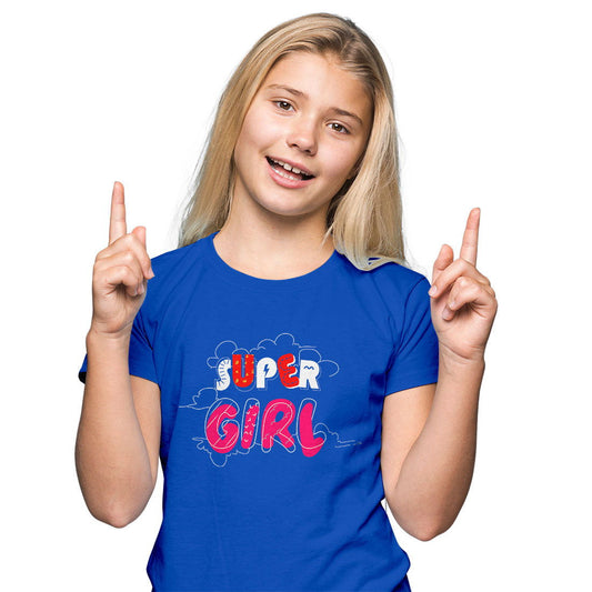 Super Girl Printed Royal Blue T-shirt For Kids /Girl - Right Marc