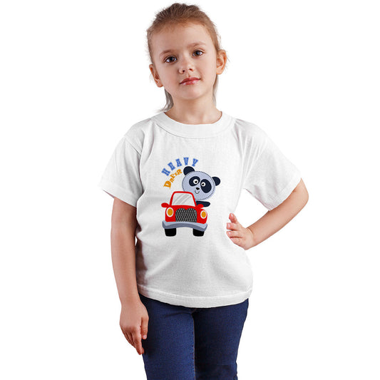 Heavy Driver Printed White T-shirt For Kids /Girl - Right Marc