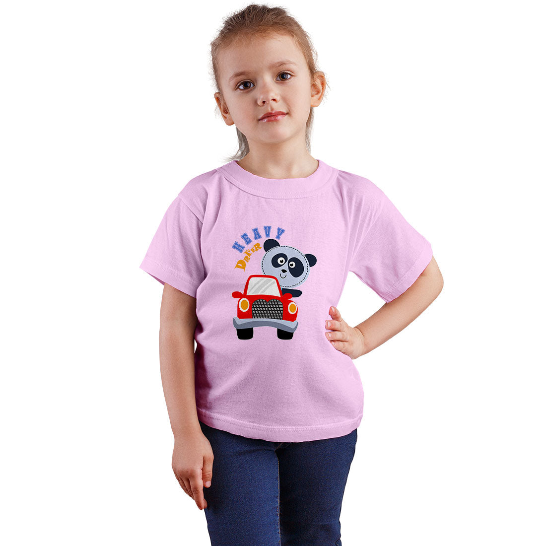 Heavy Driver Printed Soft Pink T-shirt For Kids /Girl - Right Marc