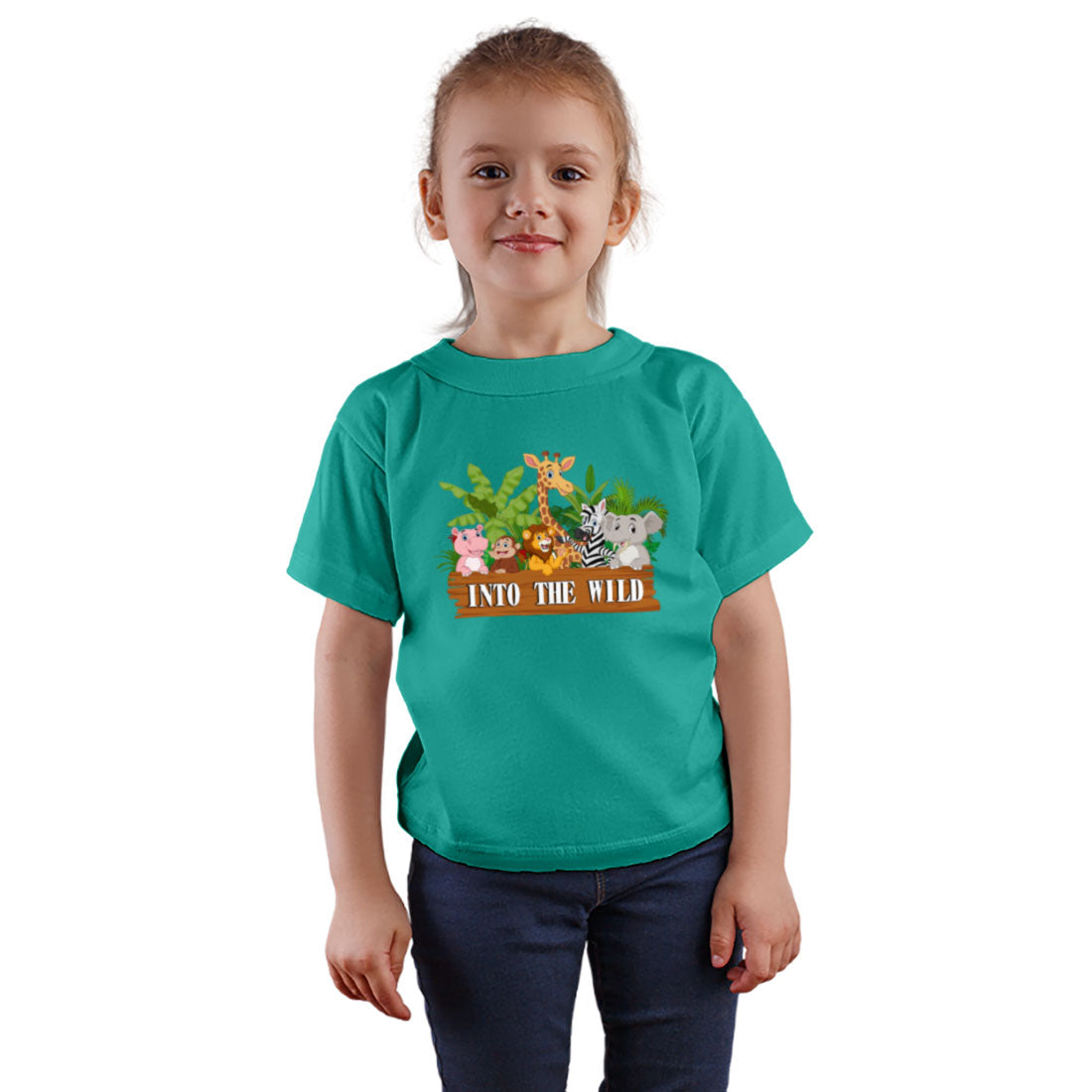 Into The World Printed Teal T-shirt For Kids /Girl - Right Marc