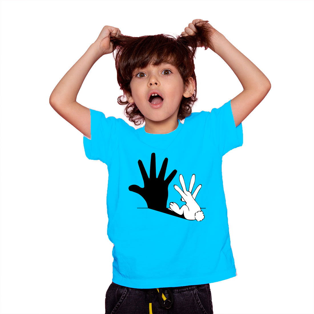 Shadow Rabbit Printed Sky Blue T-shirt For Kids /Girl - Right Marc