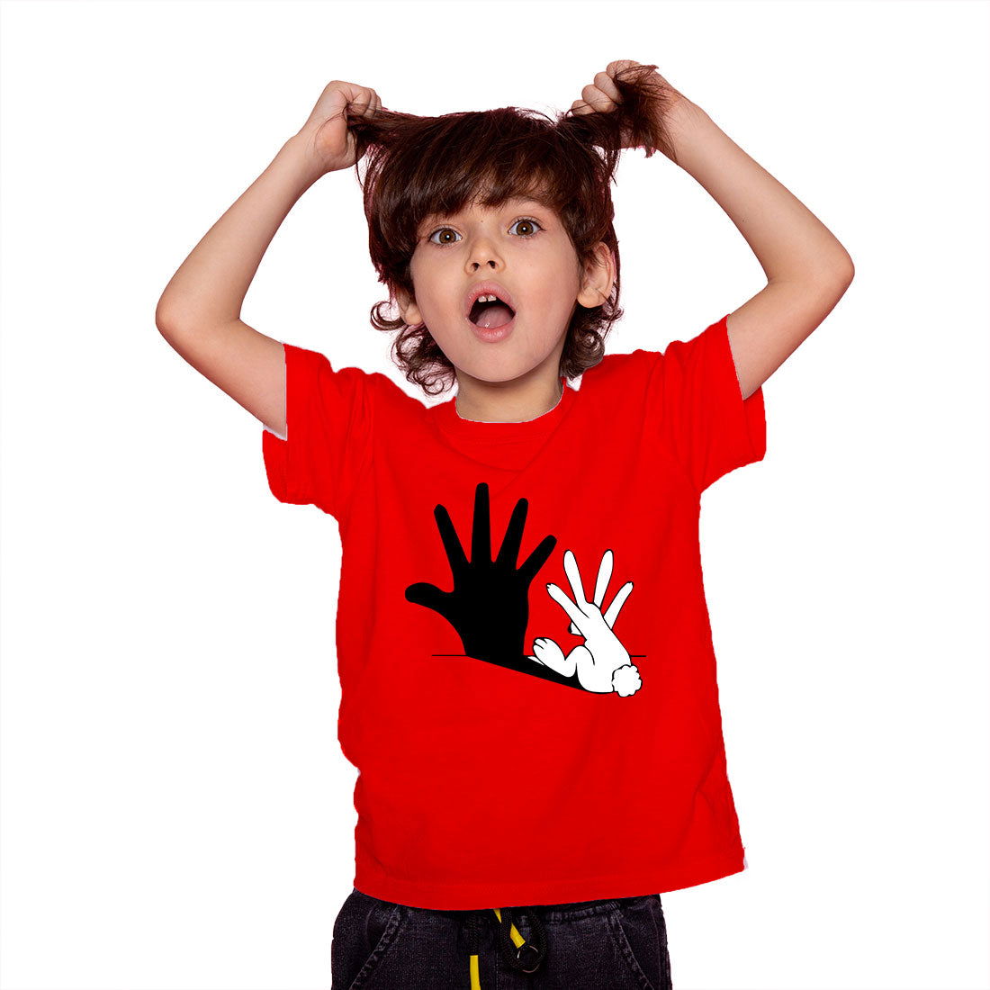 Shadow Rabbit Printed Red T-shirt For Kids /Girl - Right Marc