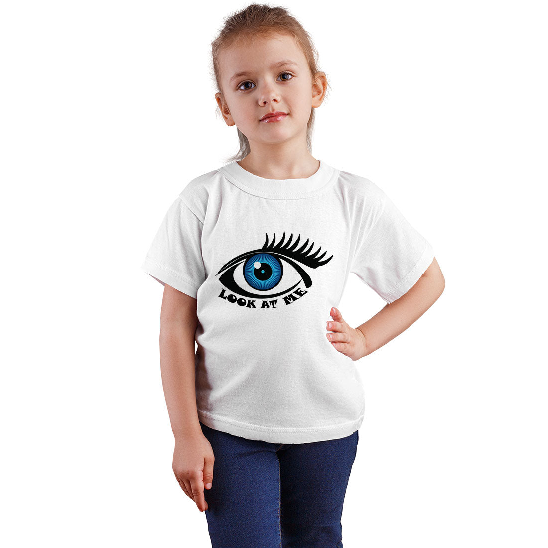 Look At Me Printed White T-shirt For Kids /Girl - Right Marc