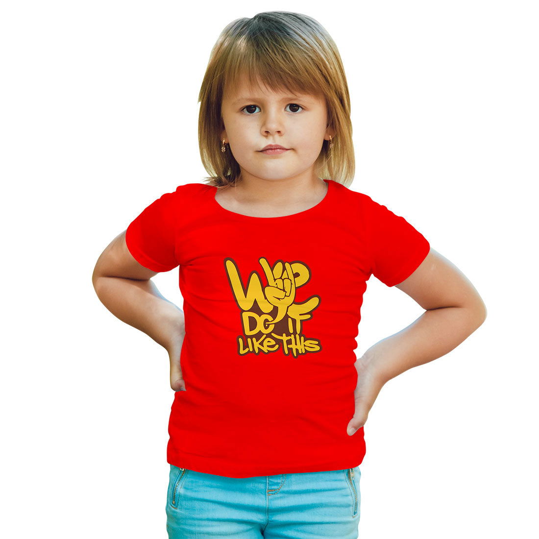 We Do It Like This Printed Red T-shirt For Kids /Girl - Right Marc